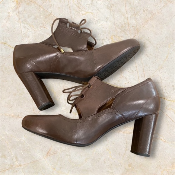 Indigo by Clark's Brown Loyal Heart Lace-up Heels, Comfy, Size 9.5 M - Picture 5 of 7